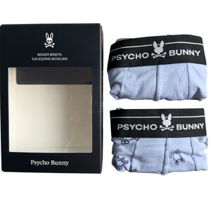 Psycho Bunny Mens Small Boxer Brief 2 Pack Blue Logo‎ Mens Underwear New